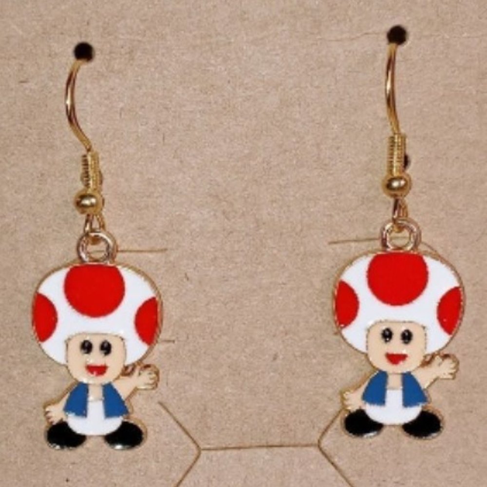 Toad Earrings Mario Bros Character Earrings All Metal - Women's Earring